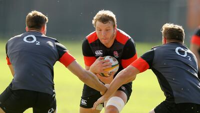 Joe Launchbury charges with the ball during an England training session held at Kings Park on June 19, 2018 in Durban, South Africa. David Rogers / Getty Images