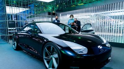 A Hyundai Prophecy concept car on display. Getty Images
