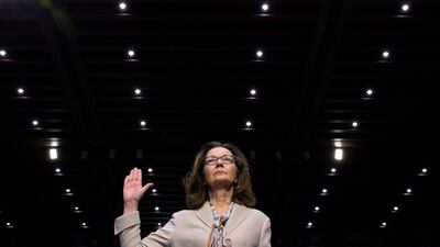 CIA director nominee and acting CIA director Gina Haspel is sworn in to testify at her Senate Intelligence Committee confirmation hearing on Capitol Hill. REUTERS/Aaron P Bernstein