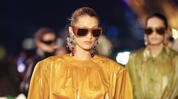 Bella Hadid walks the runway for Saint Laurent's womenswear spring/summer 2026 show. Getty Images