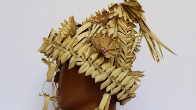 Chouhan Bridegroom’s Pag made of Palm leaf, worn to honour the Bheel community who historically assisted them in times of war. All photos: Maharaja Fateh Singh Museum