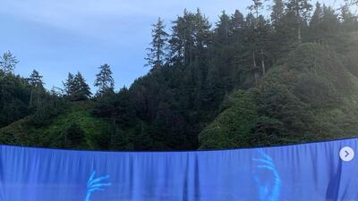 Sarah Ibrahim's 'The Distance and The Maps' from 'Who we are out of the dark' series features cyanotype silk and fabric prints made with imprints of the artist's body