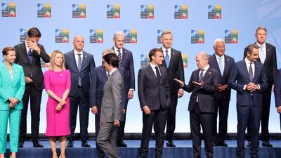 Nato leaders assemble on the first day of the bloc's summit in Lithuania on Tuesday. Getty