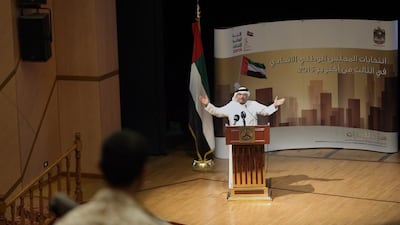 Dr Anwar Gargash, Minister of State for FNC Affairs and Chairman of the National Election Commission, tells cadets of their responsibility to themselves and to the UAE. Delores Johnson / The National