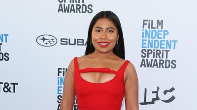 Yalitza Aparicio arrives at the 34th Film Independent Spirit Awards on Saturday, February 23, 2019. AFP