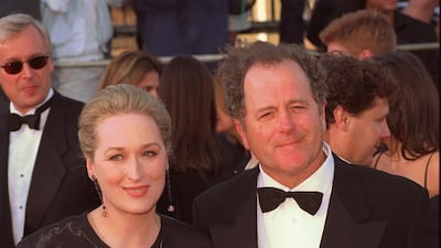 Meryl Streep, in a structured top and matching trousers, and Don Gummer arrive at the 5th annual Screen Actors Guild Awards in Los Angeles, California, on March 7, 1999. Getty Images