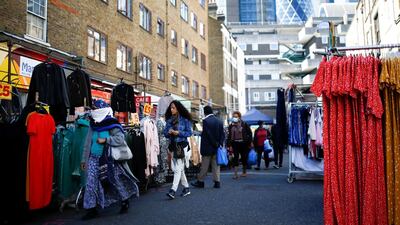 People visit Petticoat Lane Market, London, on September 6, 2020. A predicted resurgence of Covid-19 in the UK capital has yet to materialise. Reuters