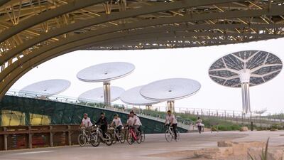 ‘Energy Trees’ that track and store sunlight have been built near the Sustainability Pavilion. Photo: Dubai Media Office