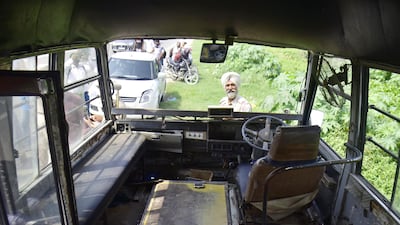 The wreckage of a school bus which collided with a car in Amritsar, India. The deadly crash happened in August 2021. Getty Images