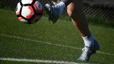 Lionel Messi trains with the Argentina national team at the San Jose State University. Mark Ralston / AFP