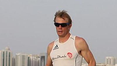 Team Abu Dhabi's Swen Sundberg trains along the Corniche in the capital.