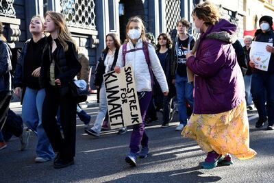 Swedish climate activist Greta Thunberg takes part in a Global Climate Strike of the movement Fridays for Future, in central Stockholm, Sweden, on October 22. Reuters