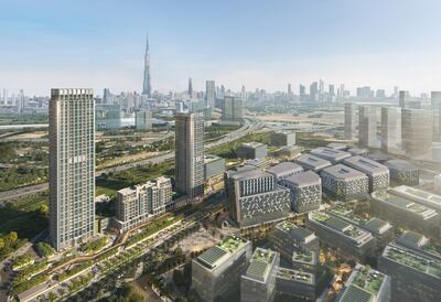 The project will include amenities such as a double-level infinity pool, gym, gardens with jogging tracks, tennis courts and basketball courts. Photo: Meraas