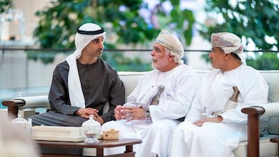 A meeting between members of the leadership of the UAE and Oman. Hamad Al Kaabi / UAE Presidential Court
