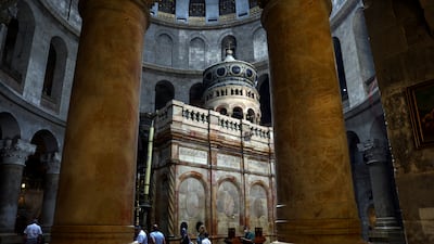 People visit the Church of the Holy Sepulchre, said to date to the fourth century.