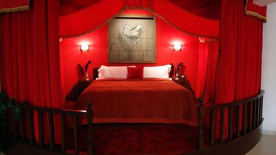 The presidential suite at street artist Banksy’s newly opened Walled Off hotel. Thomas Coex / AFP
