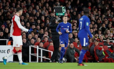 Ross Barkley comes on as a substitute to replace Willian. David Klein / Reuters