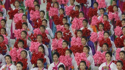 North Koreans perform at the May Day Stadium. Getty Images