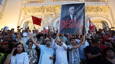 Tunisians protest against President Kais Saied. EPA