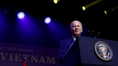 US President Joe Biden in Hanoi, Vietnam, shortly after arriving on Sunday. Reuters