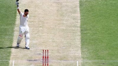 Australia's Ed Cowan celebrates his maiden international century against South Africa at the Gabba