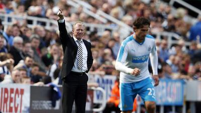 Newcastle manager Steve McClaren gives instructions from the sidelines during the match against Borussia Monchengladbach. Lee Smith / Reuters