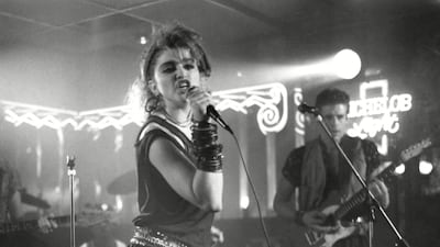 Madonna performing onstage in 1984. Rex