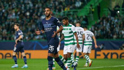 Right-wing: Riyad Mahrez (Manchester City). Incisive and often unplayable in City’s 5-0 rout of Sporting, Mahrez scored his sixth goal in Europe this season within seven minutes of his seventh Champions League start. There was an assist, too, for Phil Foden. EPA