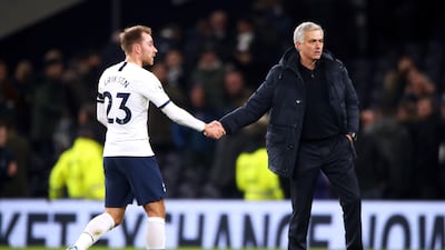 Tottenham Hotspur manager Jose Mourinho, right, could be forced to make a move in the January transfer window if Christian Eriksen leaves the club. PA