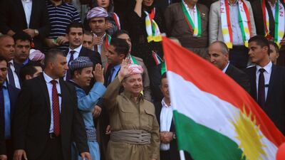 Iraqi Kurdish president Massoud Barzani attends a rally ahead of the independence referendum. Ari Jalal / Reuters