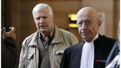 The victim's father Andre Bamberski, left, arrives at a Paris court yesterday for the trial of German doctor Dieter Krombach, accused of the murder in 1982 of 14-year-old Kalinka Bamberski.