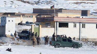 A Taliban Humvee full of explosive materials targeted the building with following attack of several other insurgents early in the morning. EPA
