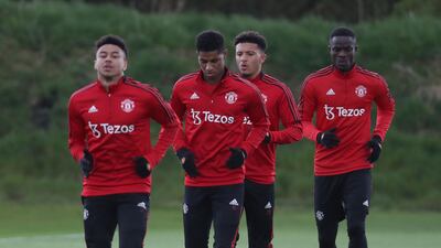 Jesse Lingard, Marcus Rashford, Jadon Sancho and Eric Bailly are put through their paces.
