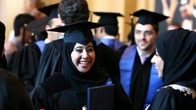 Emirati students of Masdar Institute of Science and Technology after their graduation ceremony. Pawan Singh / The National