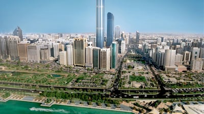 Burj Mohammed Bin Rashid stands above Abu Dhabi. Courtesy Aldar