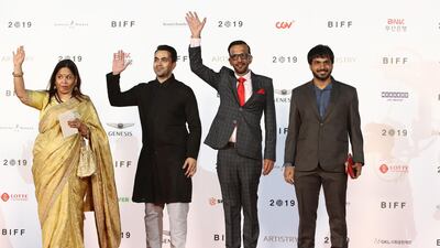 Producer Shwetaabh Singh and Namrata Singh arrive for the Opening Ceremony of the 24th Busan International Film Festival. Getty Images