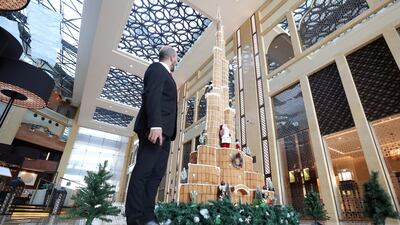 A 16-foot gingerbread Burj Khalifa created by the H Hotel in Dubai for Christmas 2020. Chris Whiteoak / The National