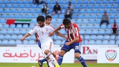Amer Abdulrahman of the UAE in action during a friendly match against Paraguay in Austria on September 7, 2014. Photo Courtesy: UAE FA