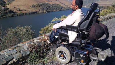 Accomable was founded in 2015 by Srin Madipalli (pictured in Porto Valley) and Martyn Sibley – two friends with Spinal Muscular Atrophy who have travelled all over the world. Photo courtesy of Accomable.