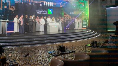 Participants attend the official ceremony marking the debut of Saudi Aramco's initial public offering (IPO) on the Riyadh's stock market, in Riyadh, Saudi Arabia. Reuters