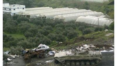 A tank patrols the Syrian port city of Banias yesterday after government security forces responded to demonstrations .