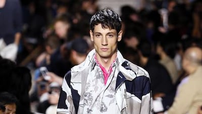 A model presents a creation by Hermes during the men’s 2015 Spring/Summer ready-to-wear collection fashion show in Paris on June 28, 2014. AFP