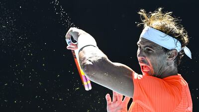 Rafael Nadal in action during his match against Laslo Djere at the Australian Open at Melbourne Park. AFP