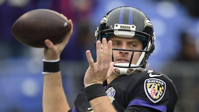 Baltimore Ravens quarterback Ryan Mallett warms up before his team beat the Pittsburgh Steelers in the NFL on Sunday. Nick Wass / AP / December 27, 2015