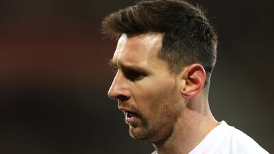 Lionel Messi in action against Lens. AFP