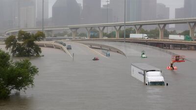 Interstate highway 45 is submerged from the effects of storm Harvey in Houston, Texas.Richard Carson/Reuters