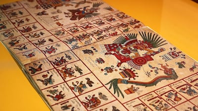 Codex Borbonicus, a facsimile of the original, amate paper and pigments. Pawan Singh / The National