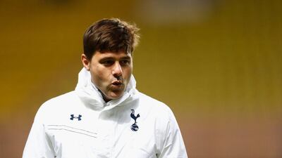 Mauricio Pochettino shown during a Tottenham training session on Wednesday ahead of Thursday's match against AS Monaco in the Europa League. Julian Finney / Getty Images / September 30, 2015
