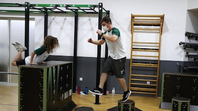 He can jump from five to six-storey high buildings, but the training studio has an age-friendly obstacle course for the children.