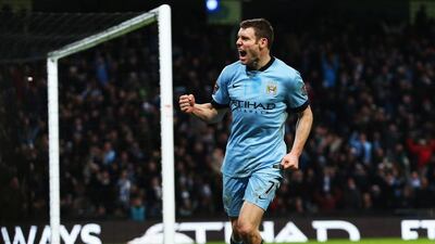 James Milner celebrates after scoring a goal to level the scores at 1-1 during the FA Cup Third Round match between Manchester City and Sheffield Wednesday at Etihad Stadium on January 4. Jan Kruger/Getty Images